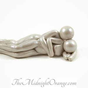 Spooning Sculpture - Man and woman laying together - polymer clay love sculpture - wedding or anniversary gift - made to order