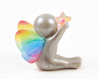 Wishing Star Baby memorial sculpture with butterfly or angel wings - pregnancy and infant loss  sympathy gift by The Midnight Orange