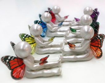 Butterfly Symbol of Comfort - child loss sympathy gift - clay baby sculpture with butterfly in your choice of color