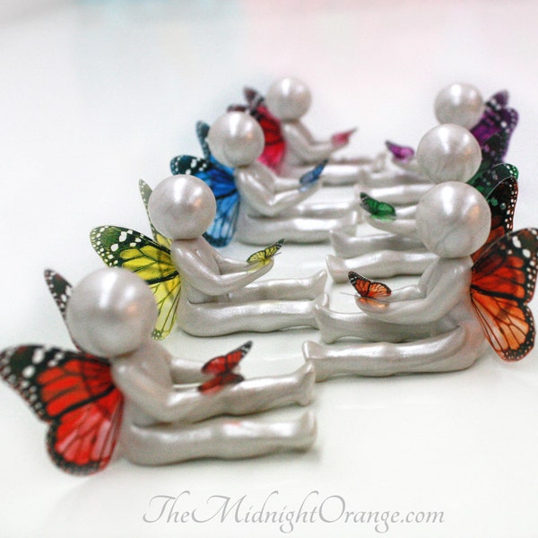 Butterfly Symbol of Comfort - child loss sympathy gift - clay baby sculpture with butterfly in your choice of color