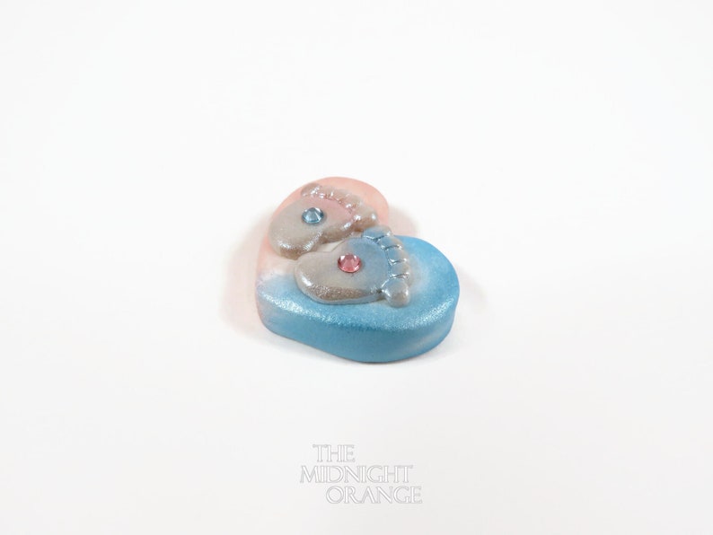 Baby Feet Keepsake Pink and Blue heart with little footprints by The Midnight Orange image 6