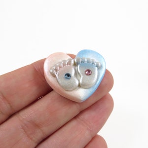 Baby Feet Keepsake Pink and Blue heart with little footprints by The Midnight Orange image 3