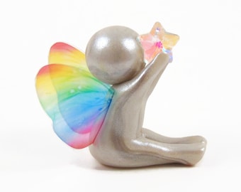 Wishing Star Baby memorial sculpture with butterfly or angel wings - pregnancy and infant loss  sympathy gift by The Midnight Orange