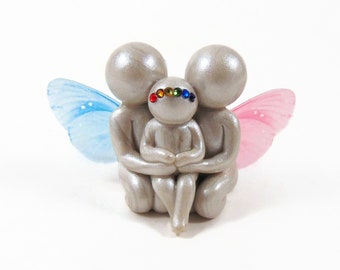 Rainbow Baby Gift With Angel Siblings - Twin Loss or Multiple Loss - you customize wing color and choose angel or butterfly wings