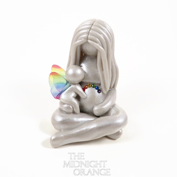 Rainbow Baby Sculpture by The Midnight Orange - New baby after loss - personalized pregnant mom and angel baby gift
