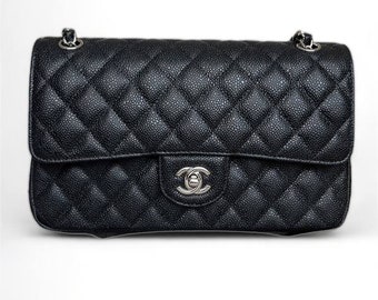Chanel 2.55 Medium Size Caviar Leather Flap Bag - Silver hardware - Cappitone Classic
