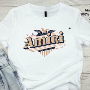Amiri Grafik-T-Shirt | Vintage Adler USA Flagge Design | Vaterländisches Retro T-Shirt | 100% Baumwolle Unisex Shirt | Amerikanisches Pride Top, Amiri T-Shirt