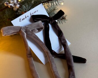 Velvet Bow Hair Clip: Long Tail French Barrette - Holiday Accessory