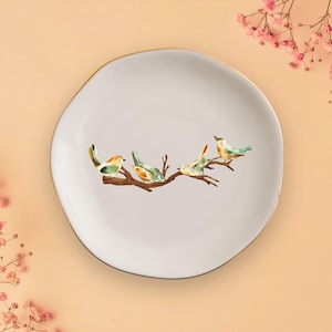 Nature Lover Present Jewelry Organizer, Birthday Gift for Tit Lovers Trinket Dish, Vintage Style Cottagecore Ring Dish, Favor Trinket Tray image 5