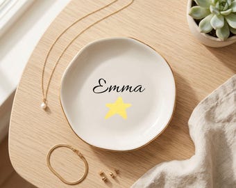 Custom Name Ring Dish Bridesmaid Gift, Trinket Tray Birthday Gift, Thank You Gift Jewelry Organizer, Personalized Jewelry Dish, Ring Plate