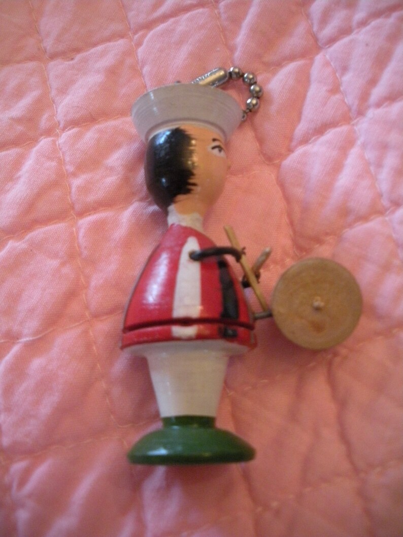 Little Wooden Drummer Boy Key Chain with Enamel Paint image 2