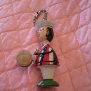 Little Wooden Drummer Boy Key Chain with Enamel Paint image 3