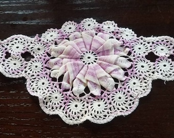 Vintage Lavender and White Crocheted Embellishment Piece