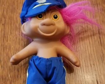 Vintage TNT Cop Troll Doll with Pink  Hair and no shirt