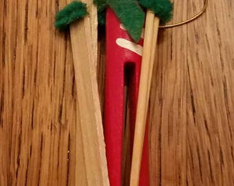 Adorable Clothespin Skier Christmas Ornament Handmade