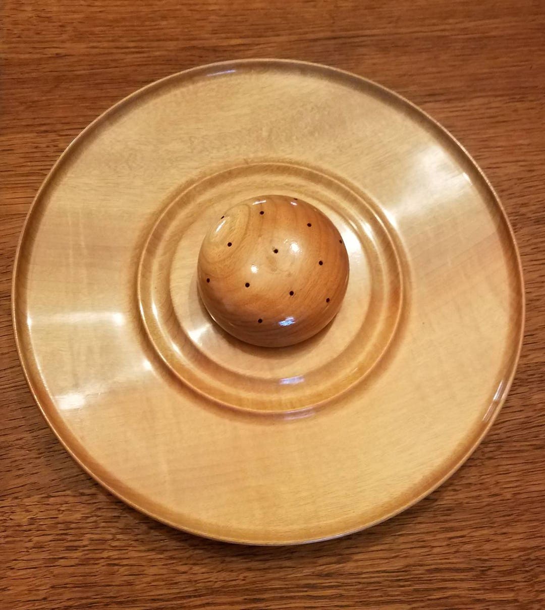 Vintage Myrtlewood Hors D'oeuvre Tray and Toothpick Holder Coos Bay