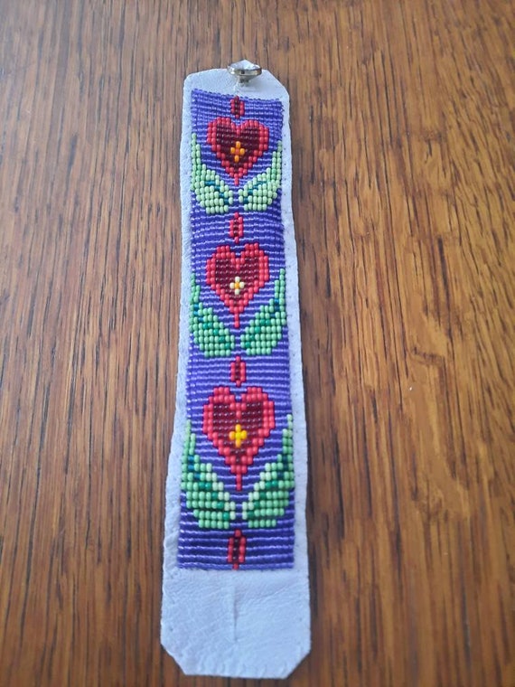 Vintage Handmade Beaded Heart Bracelet