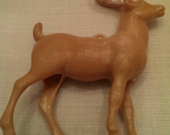 Vintage Plastic Reindeer Ornament with Snow on His Back