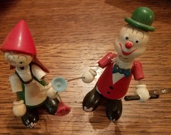 Vintage Wooden Enamel Painted Musician Couple