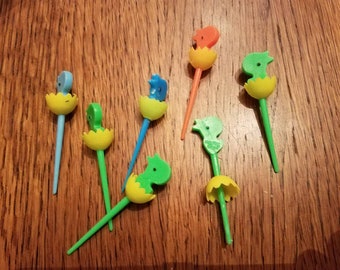 7 little Chicks or Bird cupcake Decorations Easter or birthday