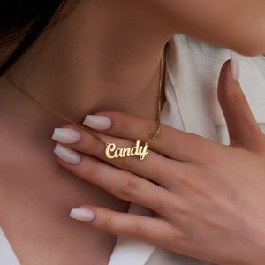 14K Personalized Box Chain Name Necklace, Personalized Jewelry, Gifts for Mom, Handmade Jewelry, Mother's Day Gift, Gift For Mom, Mom Gift
