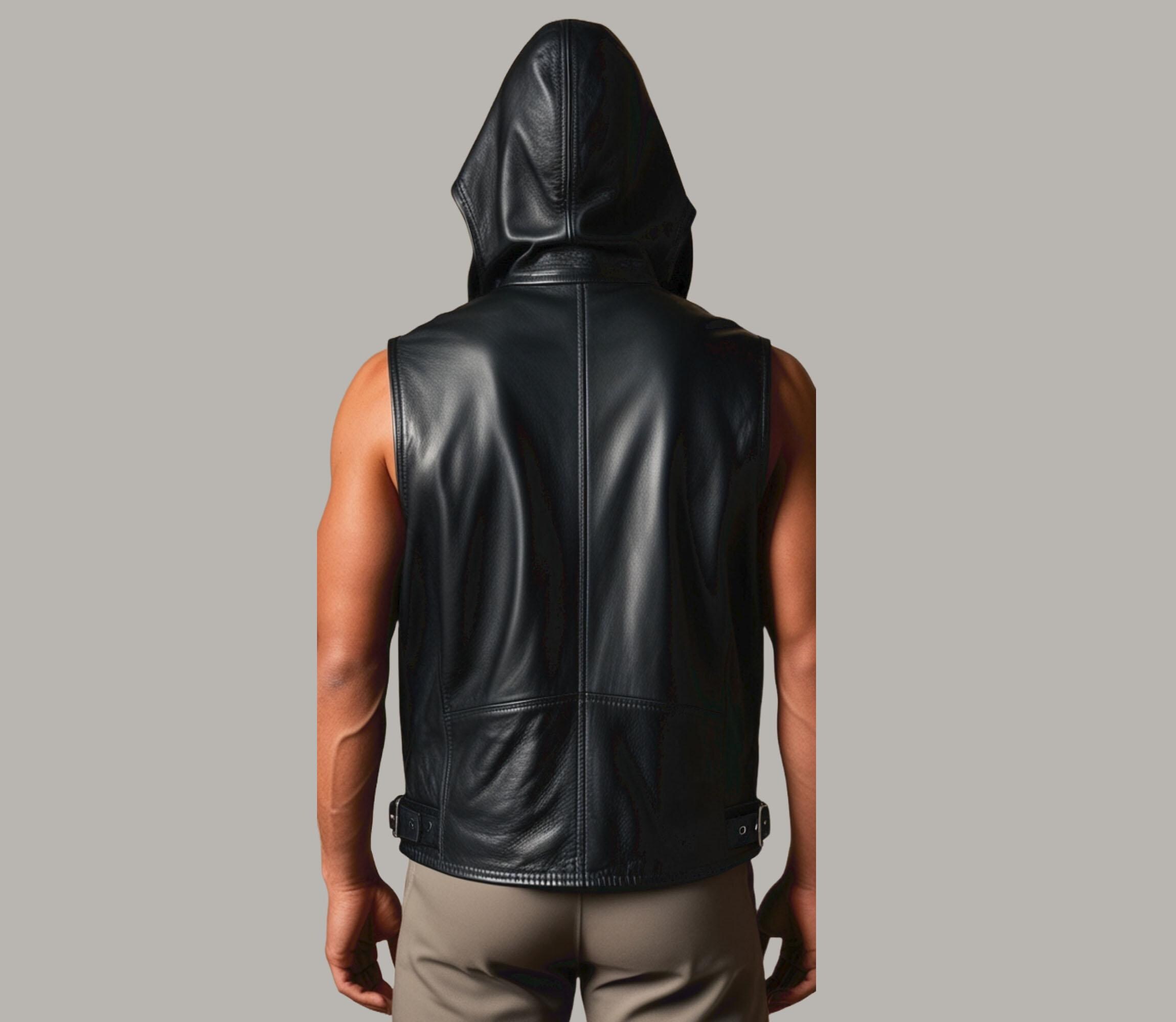 Men's Leather Black Jacket - Stylish Leather Black Hoodie Men's Leather Black Jacket - Stylish Leather Black Hoodie