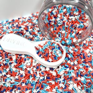 FAKE Fourth of Juli Flaggen USA Mix Polymer Clay Sprinkle (NICHT ESSBAR) D46-12