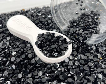4MM/6MM Black Resin Rhinestones, Non-Hotfix, Flatback Rhinestone