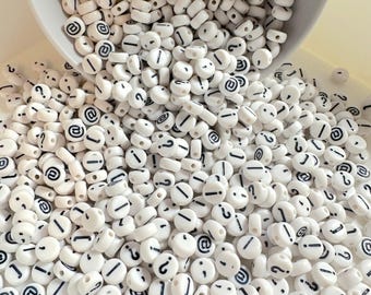 7MM Symbol Pack #2, Uncommon Punctuation Mark Acrylic Beads (!,@?;)