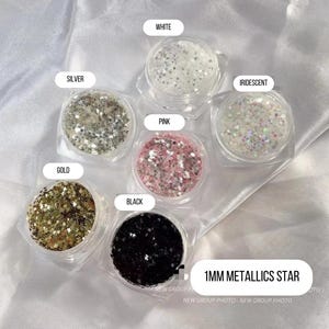 1 MM メタリック スター グリッター コンフェッティ (3G ジャー)