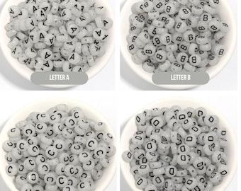 Glow-in-Dark BLACK Letter A-Z Individual Alphabet Beads (7MM)