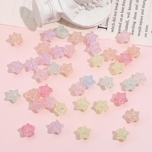 Cuentas de estrella acrílicas de 10 mm con brillo pastel color caramelo