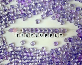 6MM Light Purple Colored Glass Heart Beads B01