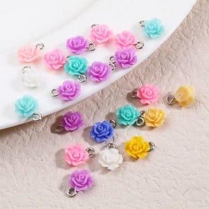 13MM Mixed Color Resin Flower Charms with Eye Pins