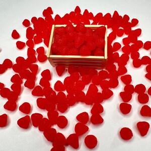 FAKE Tiny Dollhouse Fruits (Blueberry,Strawberry,Orange Slice, Raspberry,Cherry) Strawberry
