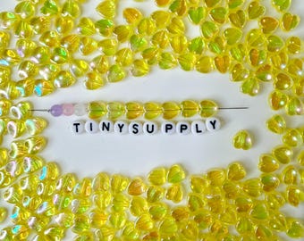 8MM AB Yellow Transparent Acrylic Heart Spacer Beads with Vertical Hole