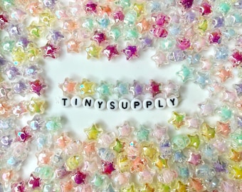 11MM Acrylic Star Beads: Iridescent Rainbow Mix