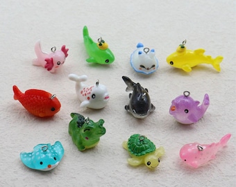 Resin Sharks, Axolotl, Fish, Turtle, Dolphin, Marine Life Themed Resin Charms