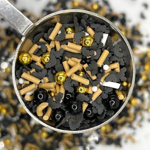 FAUX chauve-souris noir et or pour Halloween à saupoudrer de pâte polymère (PAS COMESTIBLE) D7-20