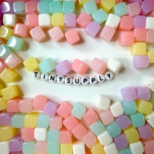 10MM Solid Jelly Colored Cube Spacer Beads (2mm hole)