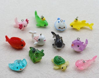 Resin Sharks, Axolotl, Fish, Turtle, Dolphin, Marine Life Themed Resin Charms