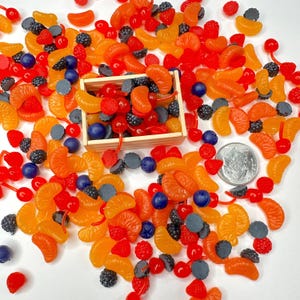 FAKE Tiny Dollhouse Fruits (Blueberry,Strawberry,Orange Slice, Raspberry,Cherry) image 2