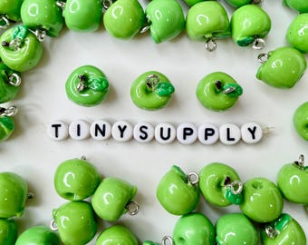Resin Green Apple Fruit Charm (15mm x 12mm)