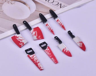 Fake Bloody Knife Charm, Halloween and Horror Themed Acrylic Charm