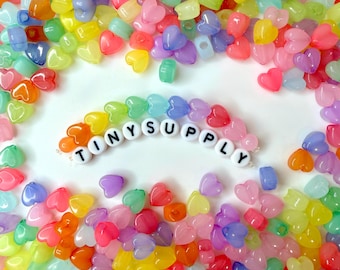 8MM Muted Jelly Pastel Heart Acrylic Spacer Beads with Vertical Hole
