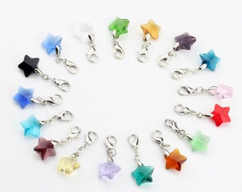 32MM x 13MM Crystal Star with Lobster Clasp Charm