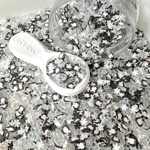 Pingüino de diamantes de imitación falsos, mezcla de arcilla polimérica para espolvorear en Navidad (NO COMESTIBLE) D1-15