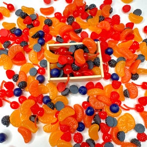 FAKE Tiny Dollhouse Fruits (Blueberry,Strawberry,Orange Slice, Raspberry,Cherry) image 1