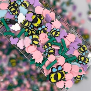 Mistura de argila polimérica para polvilhar com tema floral e primavera (NÃO COMESTÍVEL) D11-29
