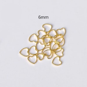 6 mm em forma de coração ouro mini aberto na parte traseira